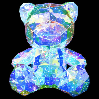 Prismatisk iriserande LED-björn Flerfärgsdesign 32 x 28 x 38 cm