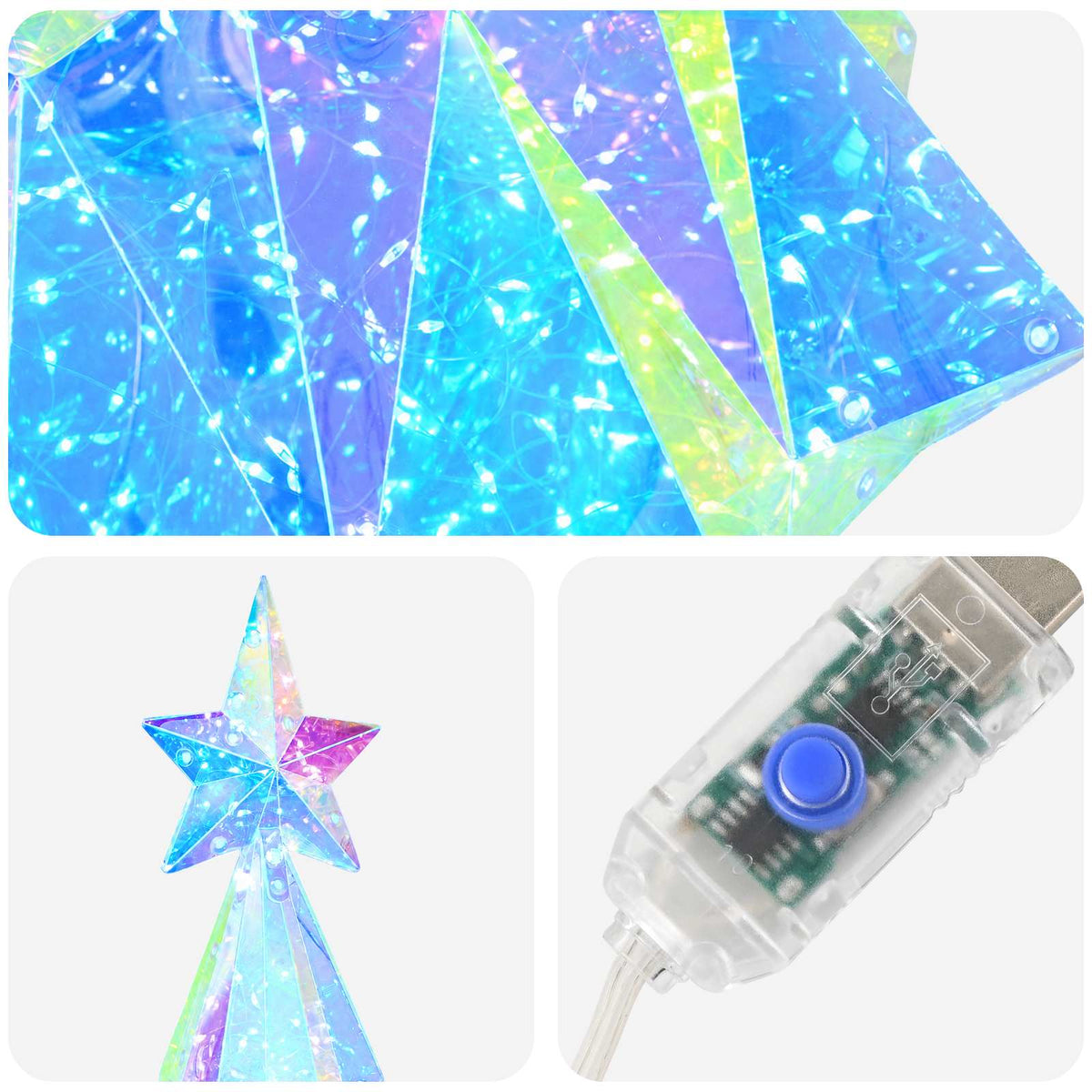 Skimrande prismatisk LED-julgran Flerfärgsdesign Ø 35 x 52 cm