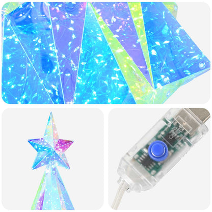 Skimrande prismatisk LED-julgran Flerfärgsdesign Ø 35 x 52 cm
