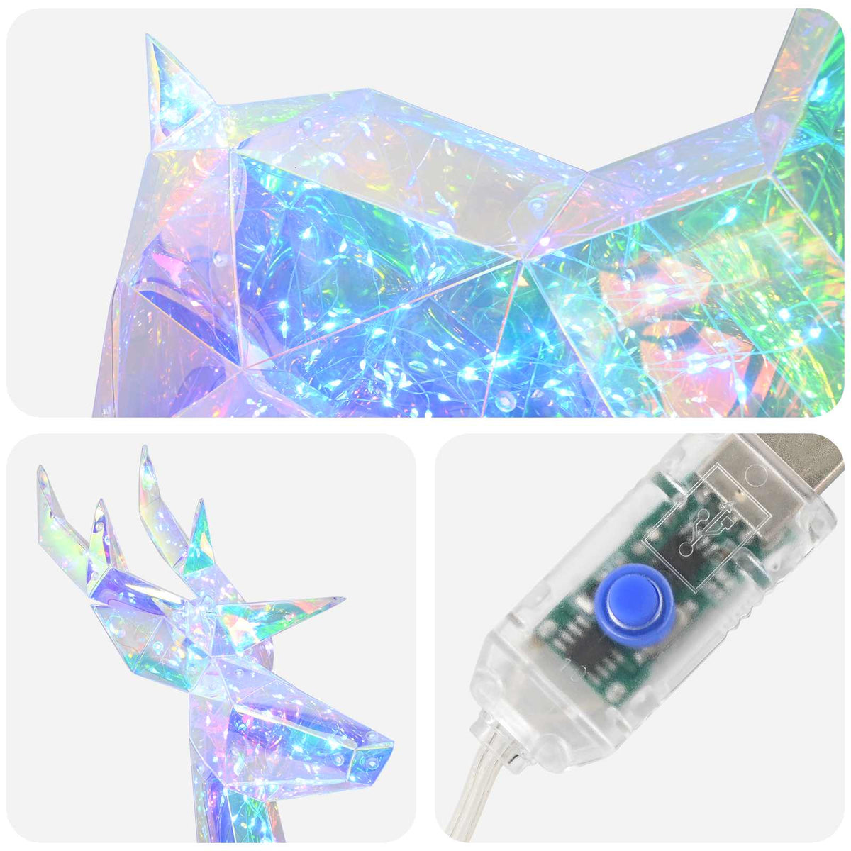 Prismatisk iriserande LED-ren Flerfärgsdesign 48 x 19 x 86 cm