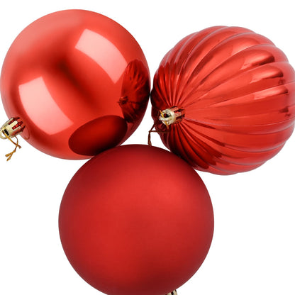 Julgranskulor XXL 3 st Röd Ø 25 cm Plast