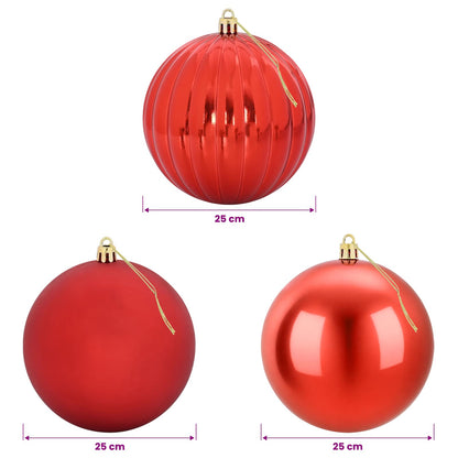 Julgranskulor XXL 3 st Röd Ø 25 cm Plast