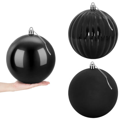 Julgranskulor XXL 3 st Svart Ø 25 cm Plast