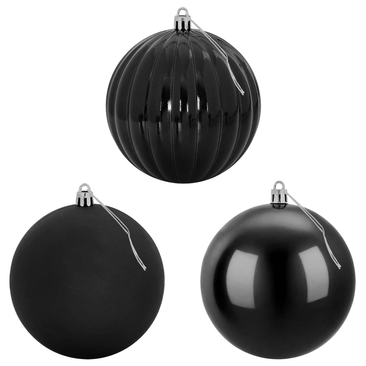 Julgranskulor XXL 3 st Svart Ø 25 cm Plast