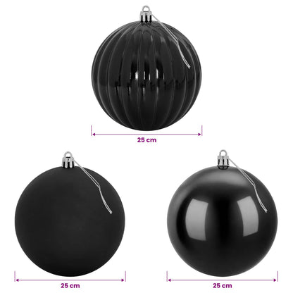 Julgranskulor XXL 3 st Svart Ø 25 cm Plast