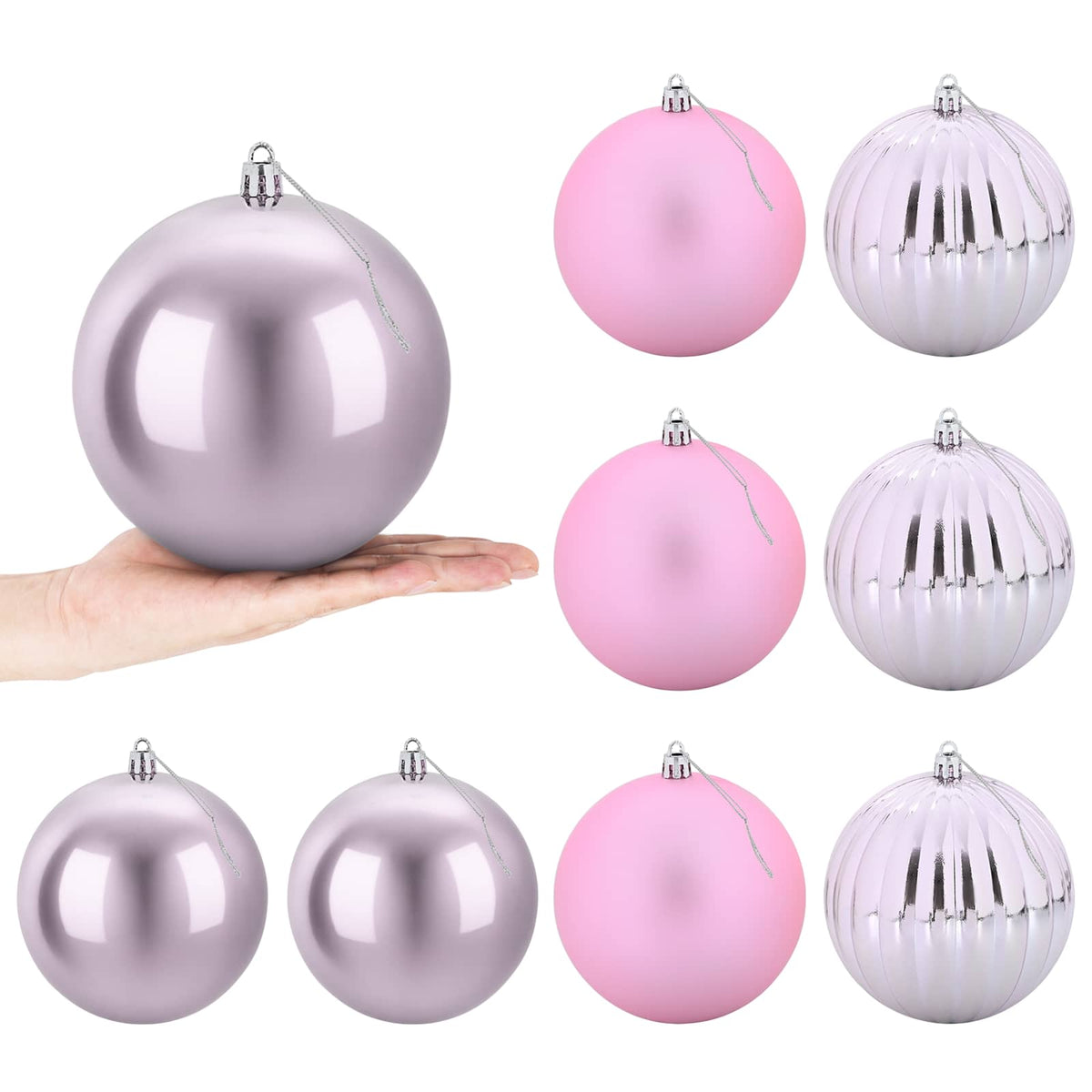 Julgransprydnad Set XL 9 st Rosa Ø 15 cm Plast