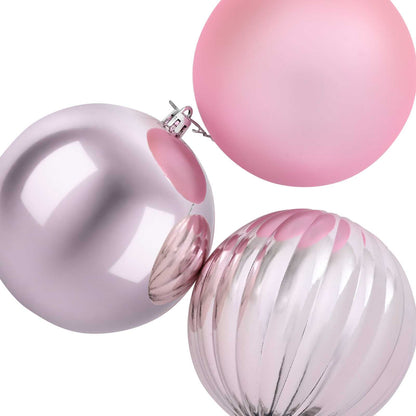 Julgranskulor XXL 3 st Rosa Ø 25 cm Plast