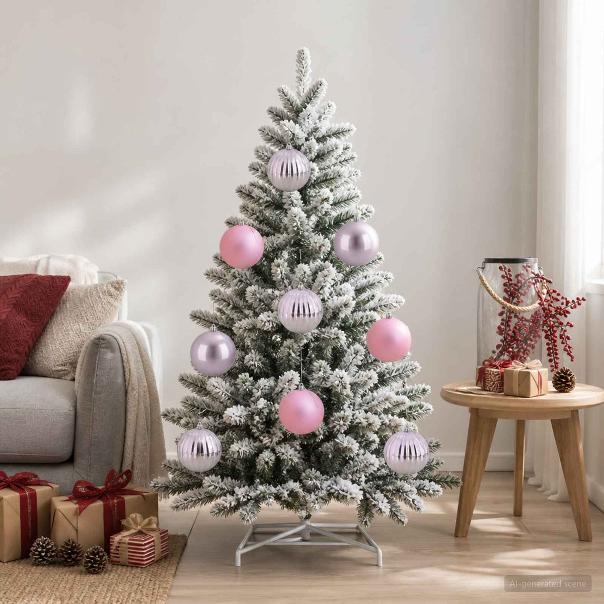 Julgranskulor XXL 3 st Rosa Ø 25 cm Plast