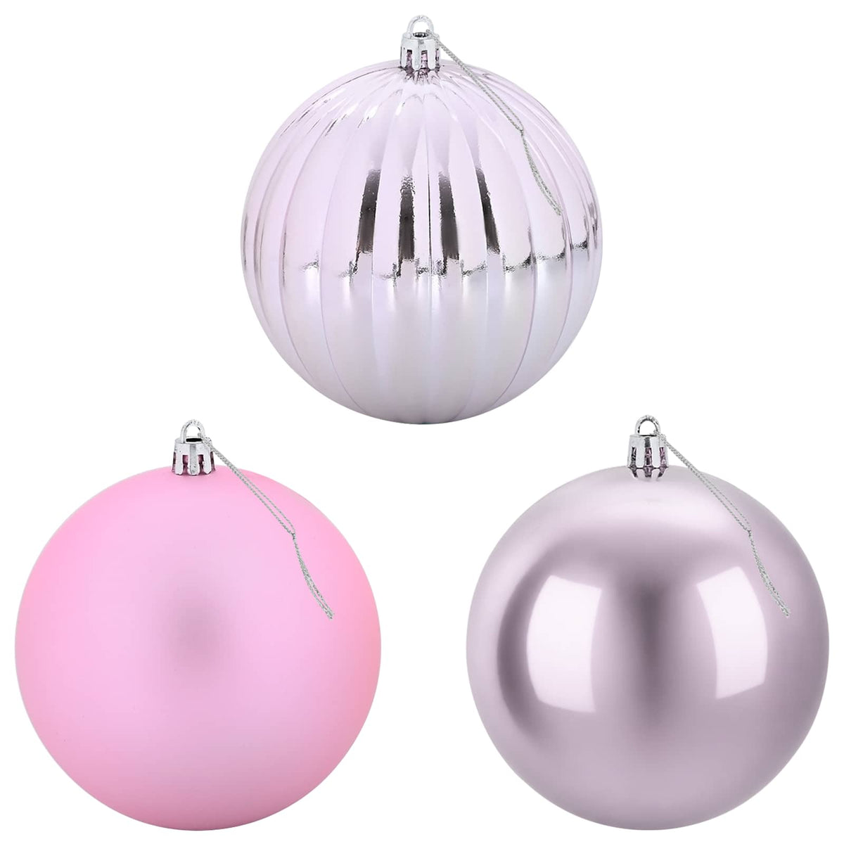 Julgranskulor XXL 3 st Rosa Ø 25 cm Plast
