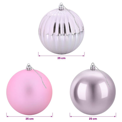 Julgranskulor XXL 3 st Rosa Ø 25 cm Plast