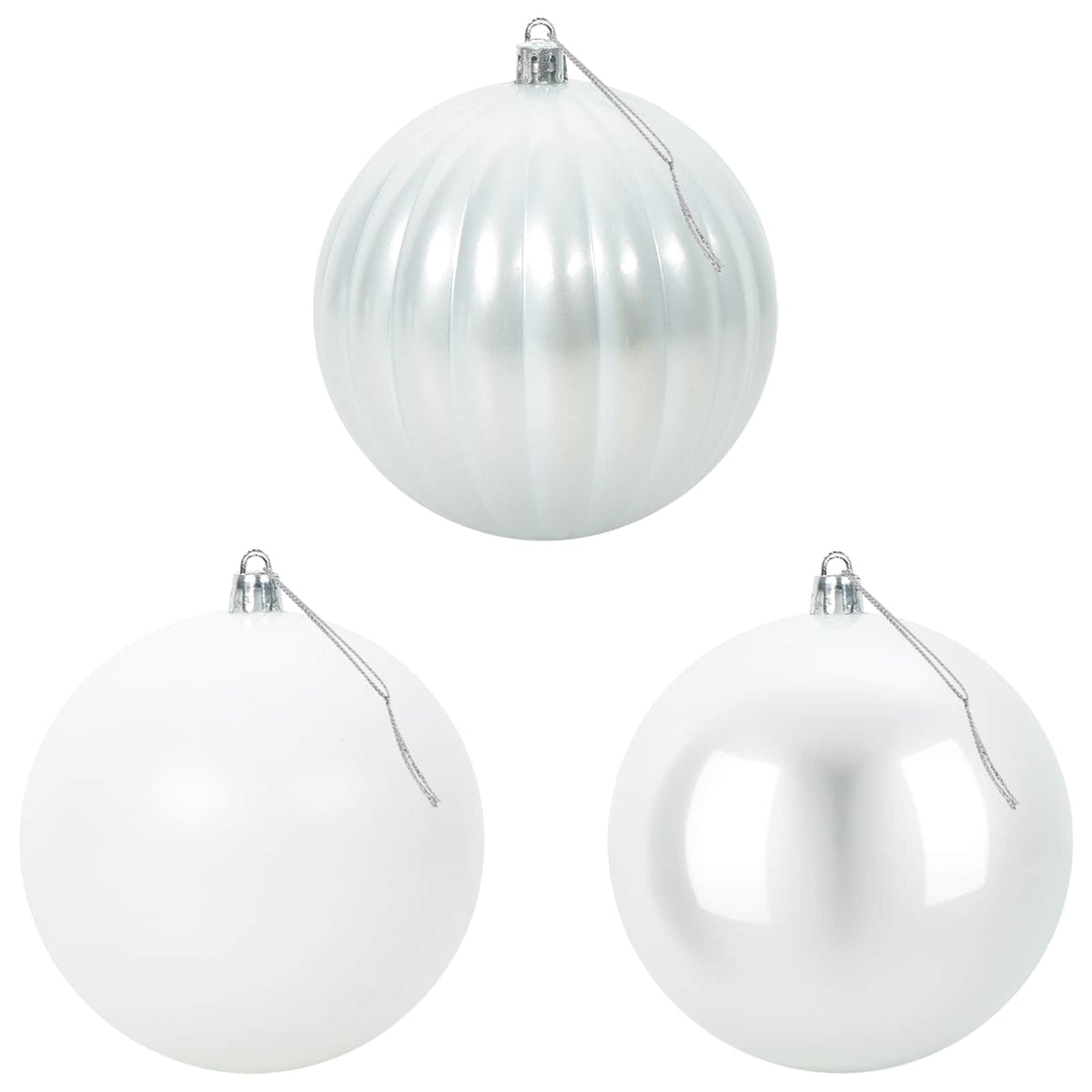 Julgranskulor XXL 3 st Vit Ø 25 cm Plast