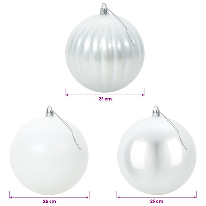 Julgranskulor XXL 3 st Vit Ø 25 cm Plast