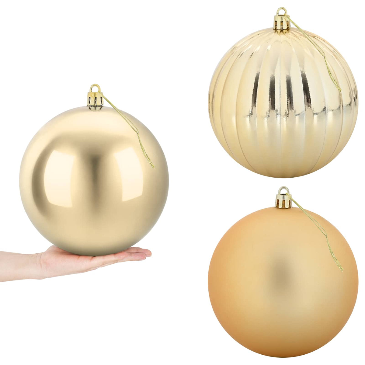 Julgranskulor XXL 3 st Guld Ø 25 cm Plast