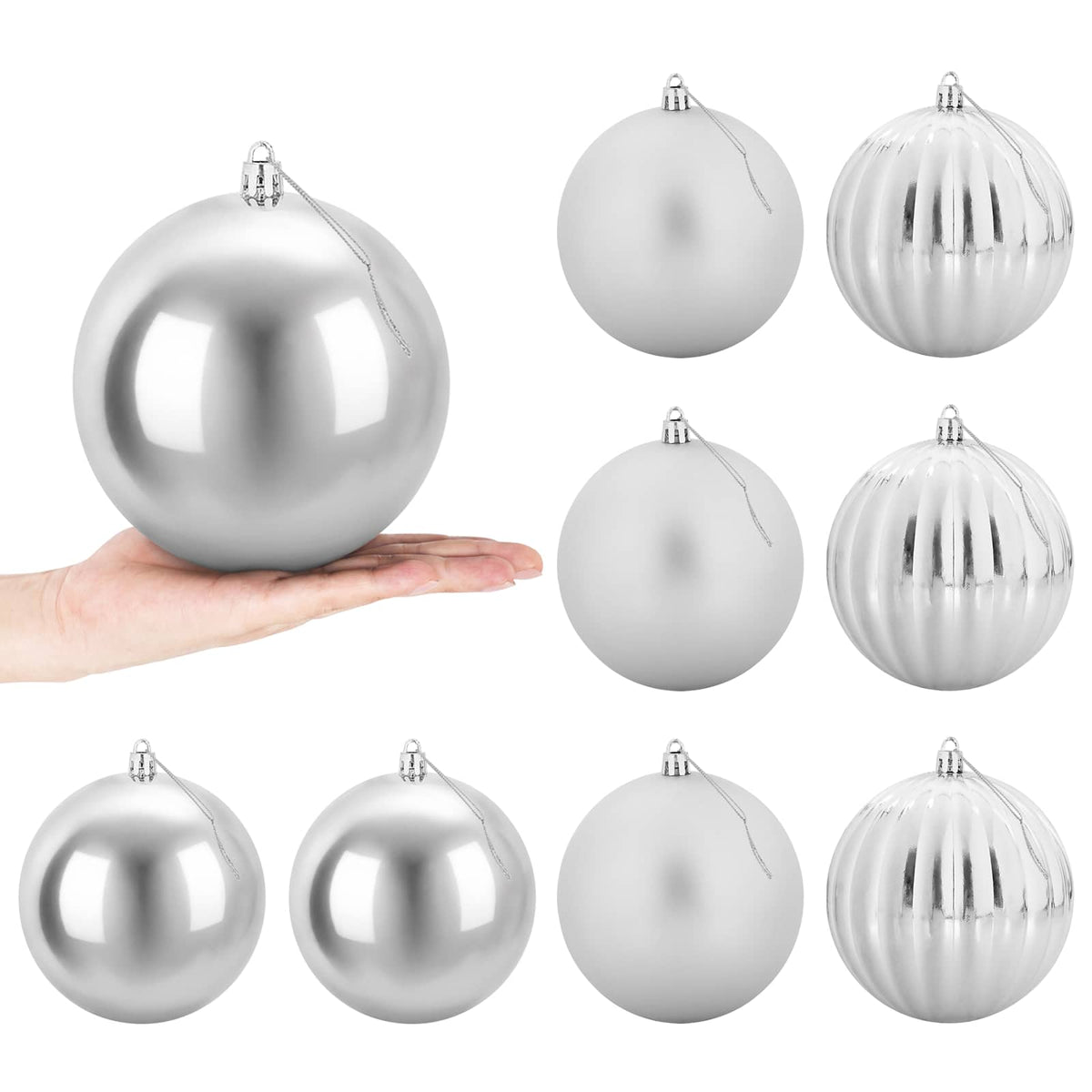 Julgransprydnad Set XL 9 st Silver Ø 15 cm Plast