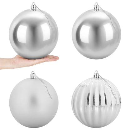 Julgranskulor XXL 4 st Silver Ø 20 cm Plast