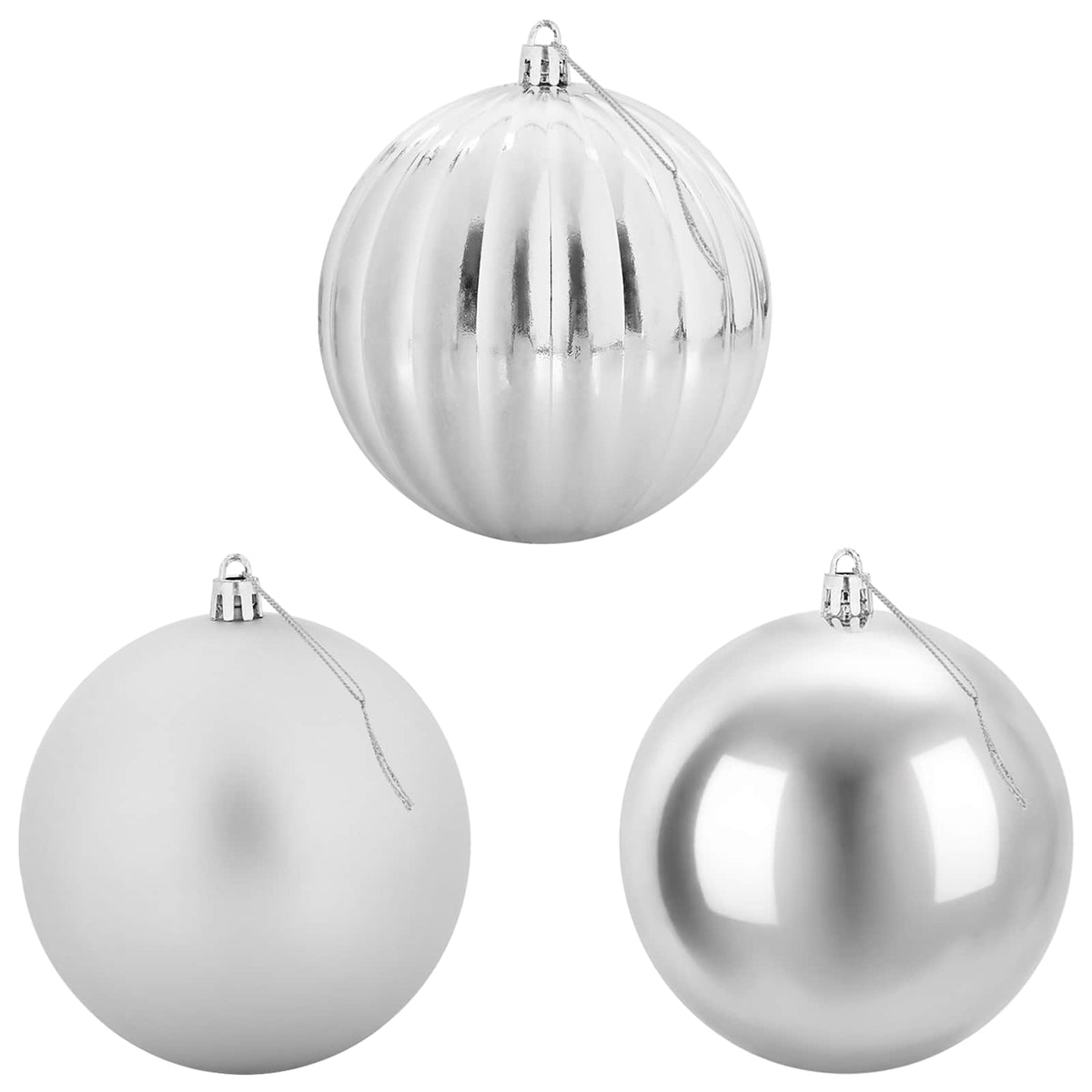 Julgranskulor XXL 4 st Silver Ø 20 cm Plast
