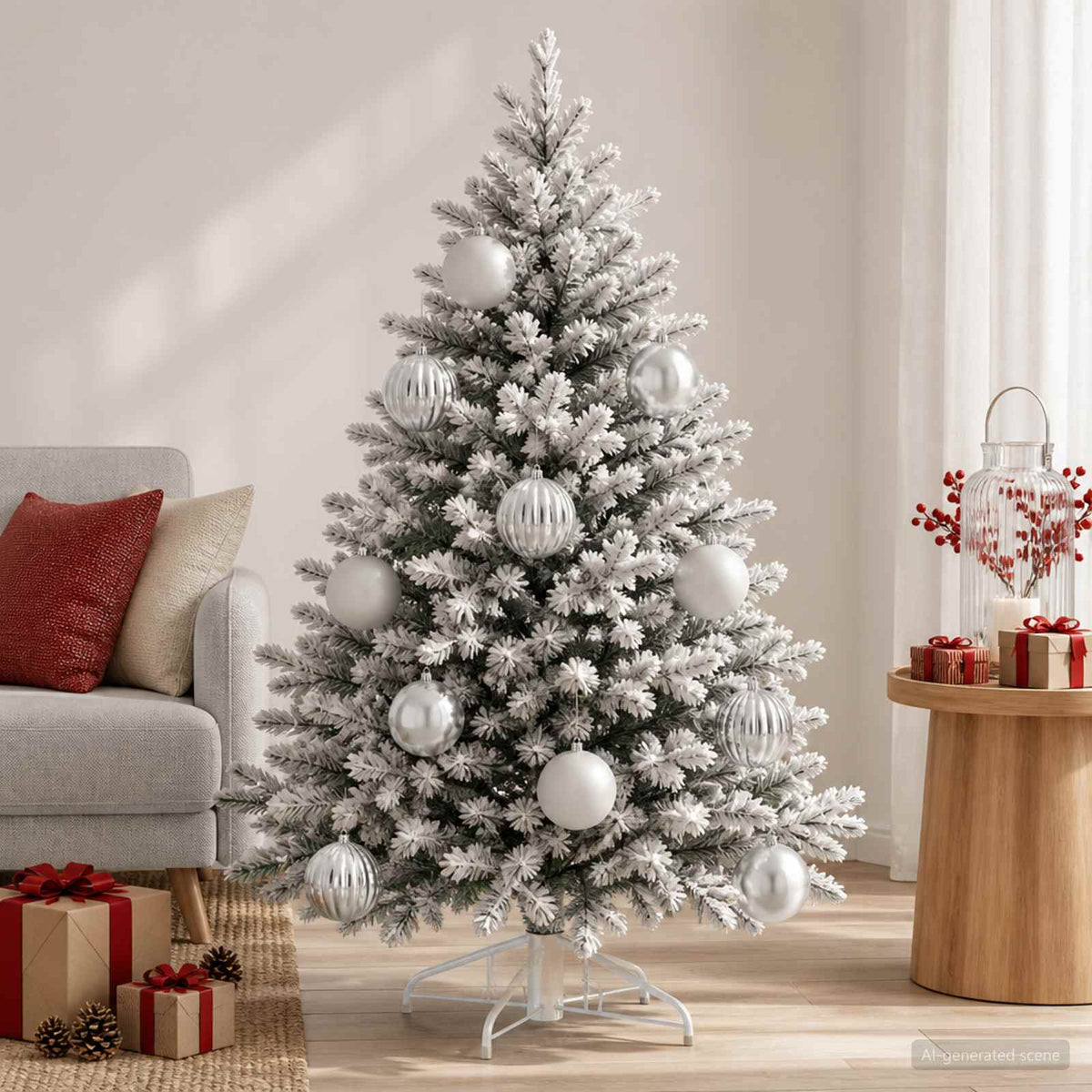 Julgranskulor XXL 3 st Silver Ø 25 cm Plast