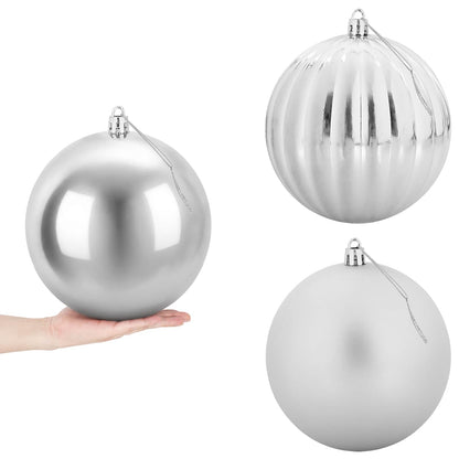 Julgranskulor XXL 3 st Silver Ø 25 cm Plast