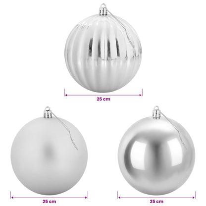 Julgranskulor XXL 3 st Silver Ø 25 cm Plast