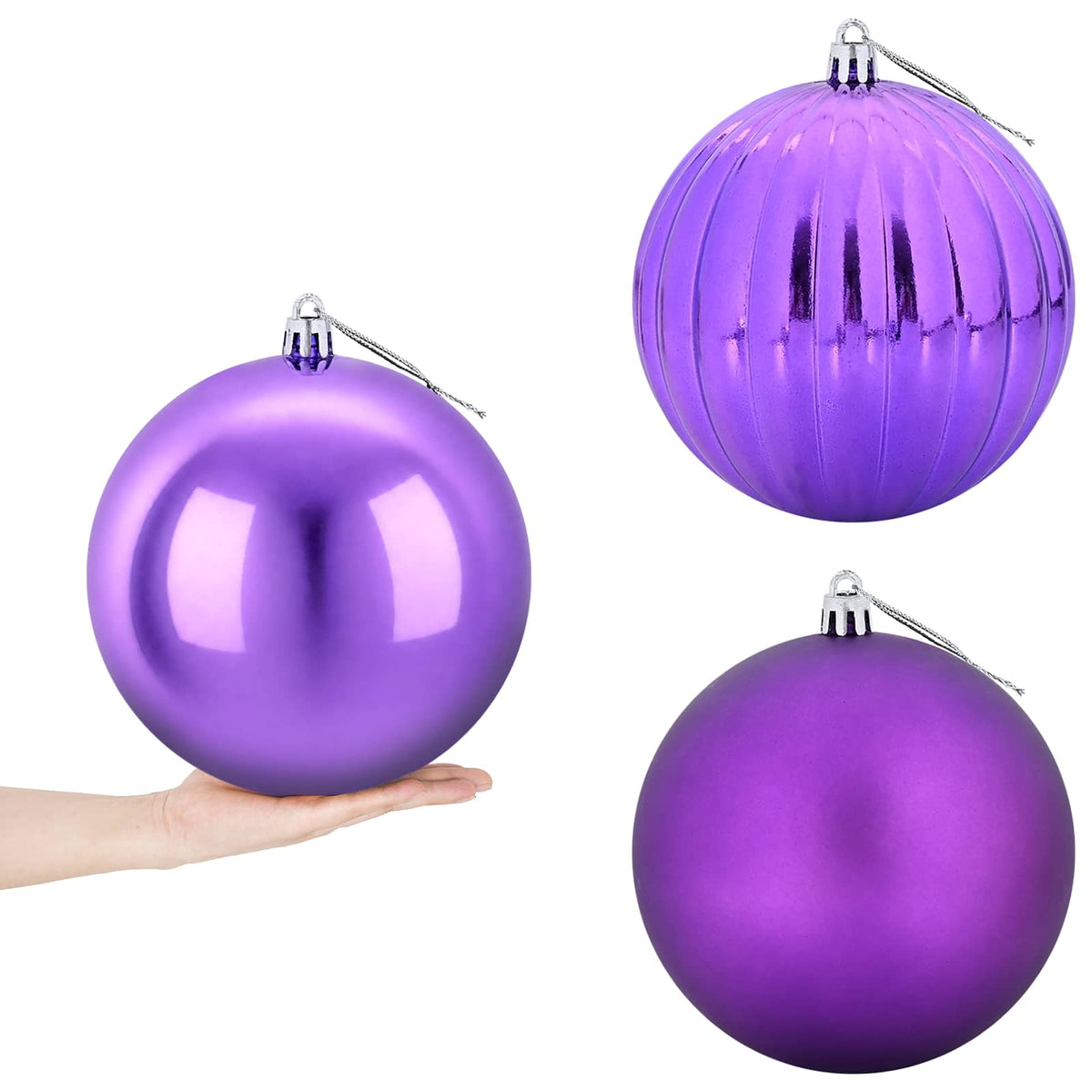 Julgranskulor XXL 3 st Lila Ø 25 cm Plast