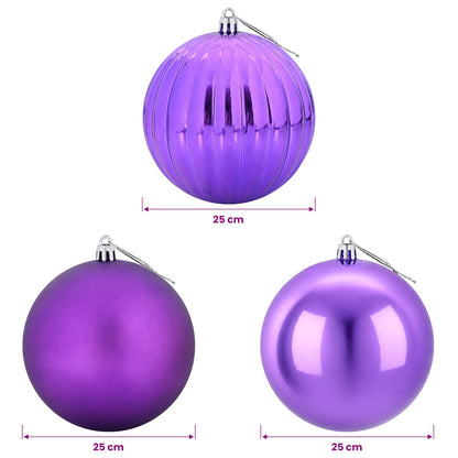 Julgranskulor XXL 3 st Lila Ø 25 cm Plast