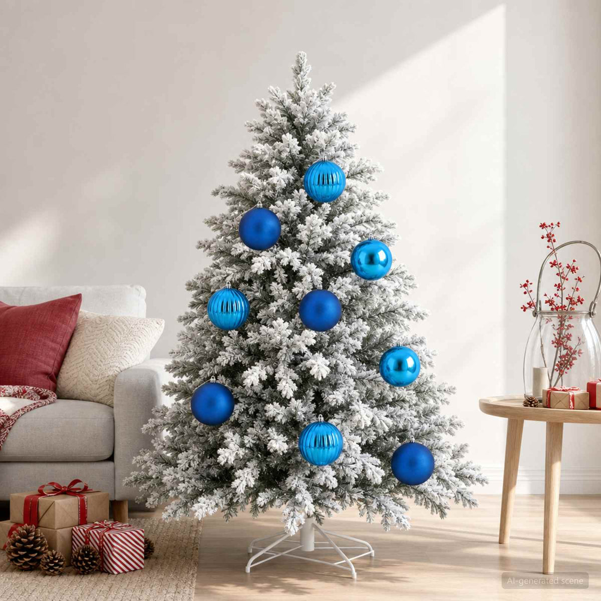 Julgransprydnad Set XL 9 st Blå Ø 15 cm Plast