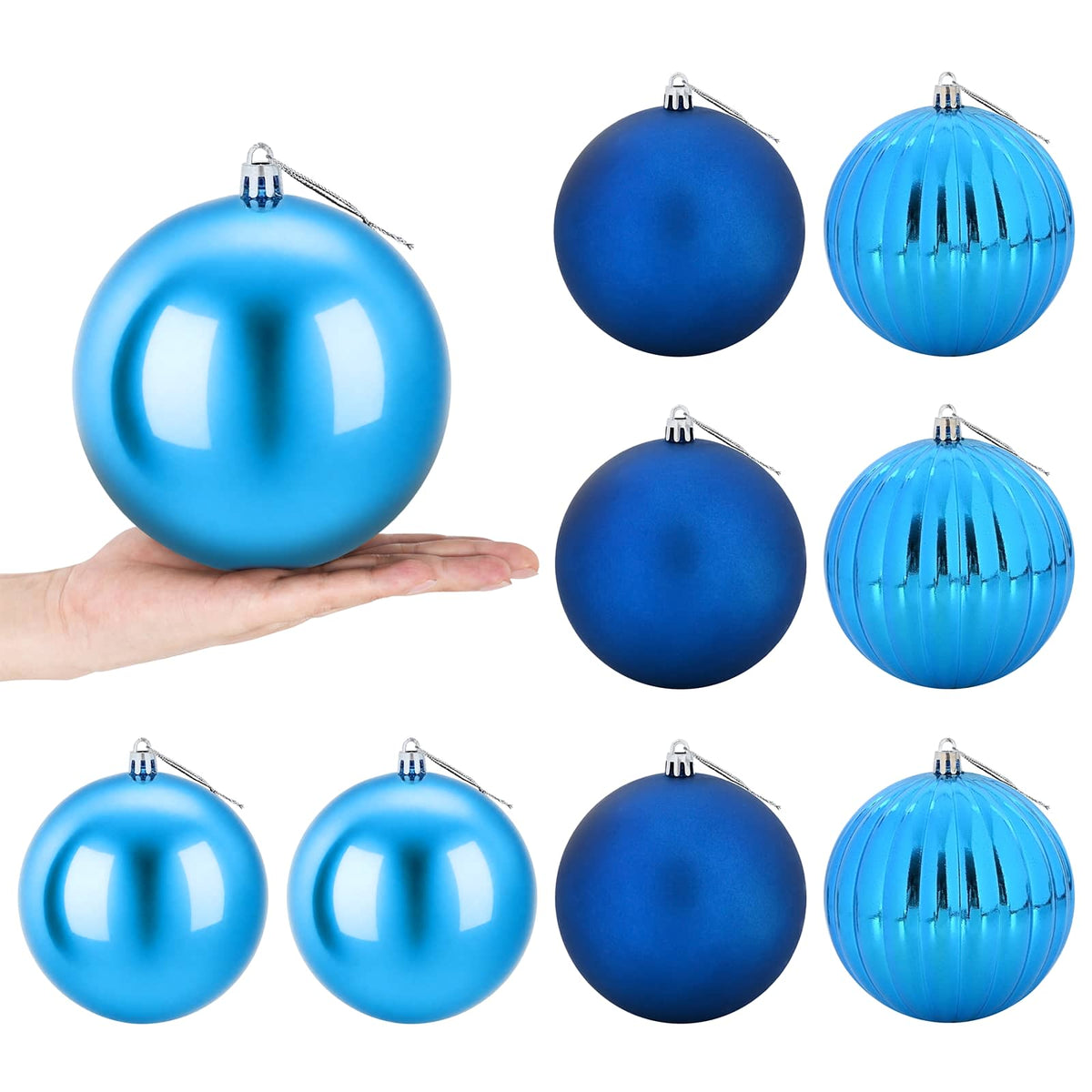 Julgransprydnad Set XL 9 st Blå Ø 15 cm Plast
