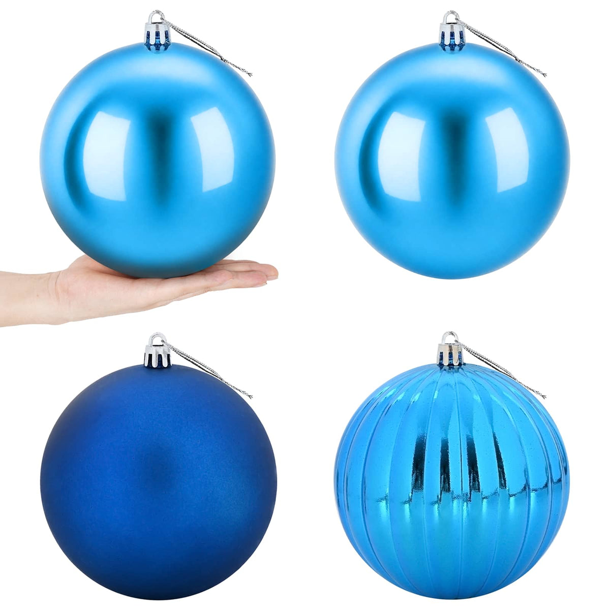 Julgranskulor XXL 4 st Blå Ø 20 cm Plast