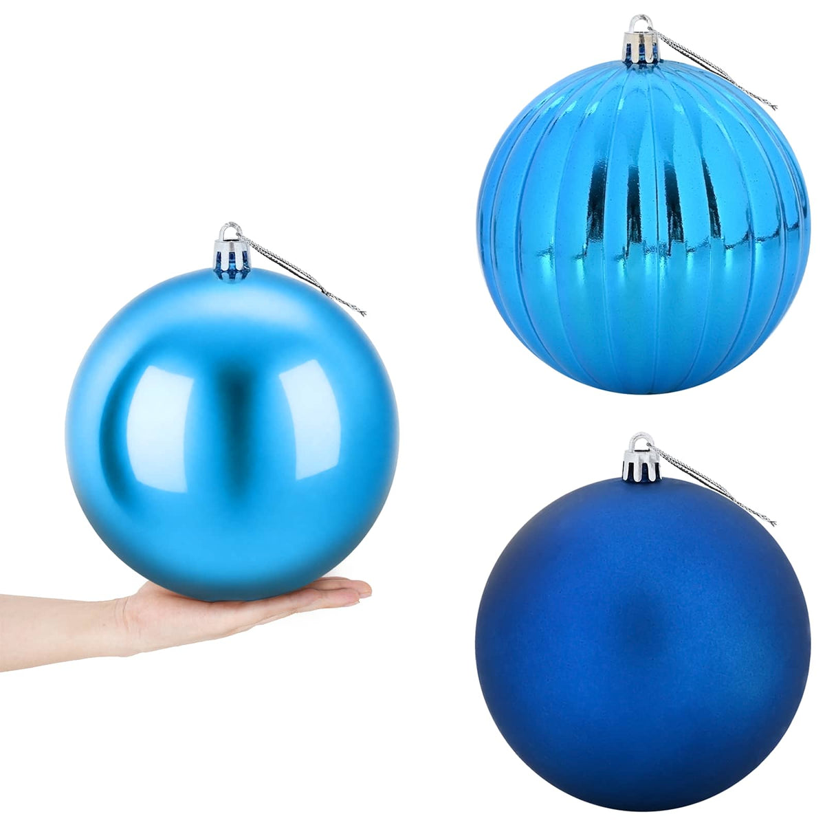 Julgranskulor XXL 3 st Blå Ø 25 cm Plast