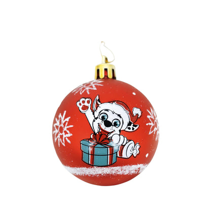 6 st röda Julgranskulor Paw Patrol 8 cm