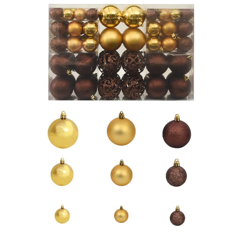 Julgranskulor 100 delar set 3/4/6 cm brun/brons/guld