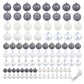 Julgranskulor 100 delar set 3/4/6 cm vit/grå