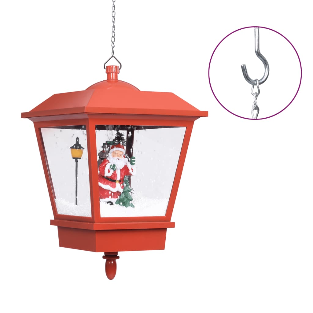 Hanging lantern with LED and Santa Claus red 27x27x45 cm