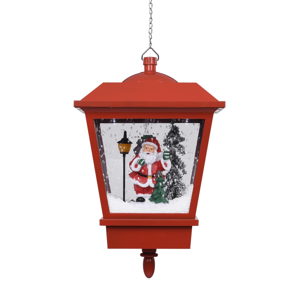 Hanging lantern with LED and Santa Claus red 27x27x45 cm