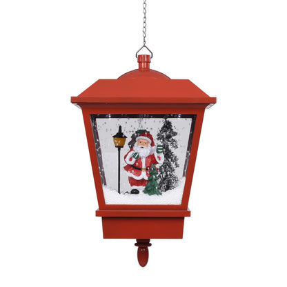 Hanging lantern with LED and Santa Claus red 27x27x45 cm