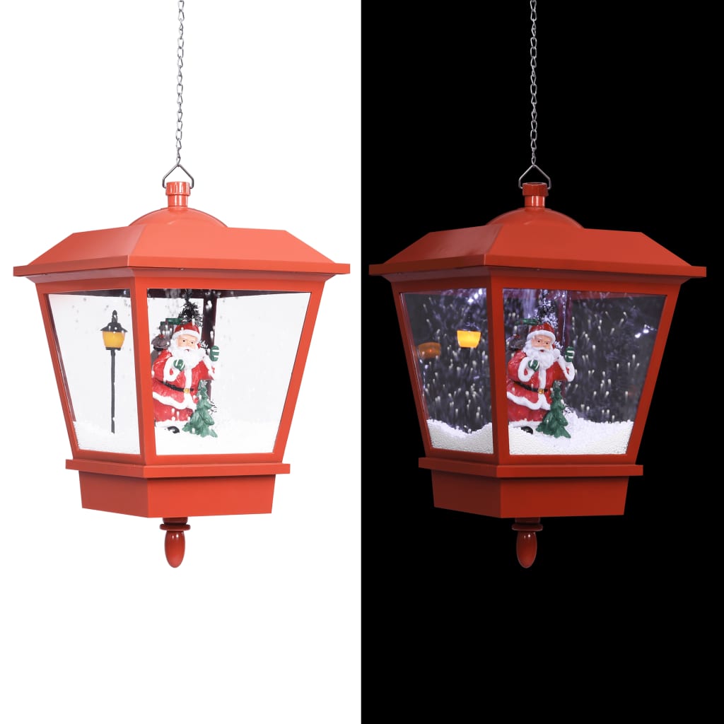 Hanging lantern with LED and Santa Claus red 27x27x45 cm