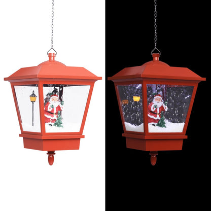 Hanging lantern with LED and Santa Claus red 27x27x45 cm