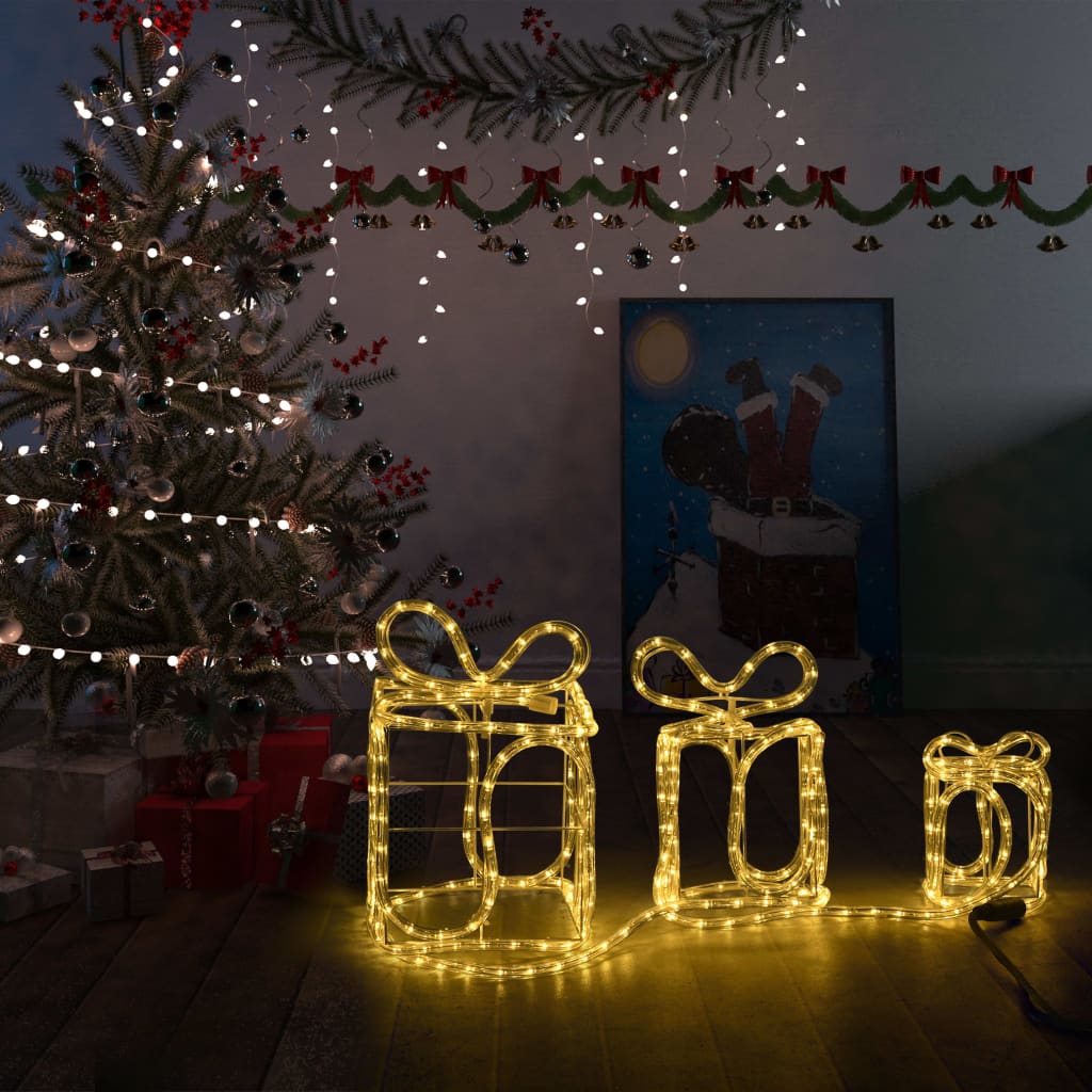 3 st julklappar med 180 LED 16-30 cm