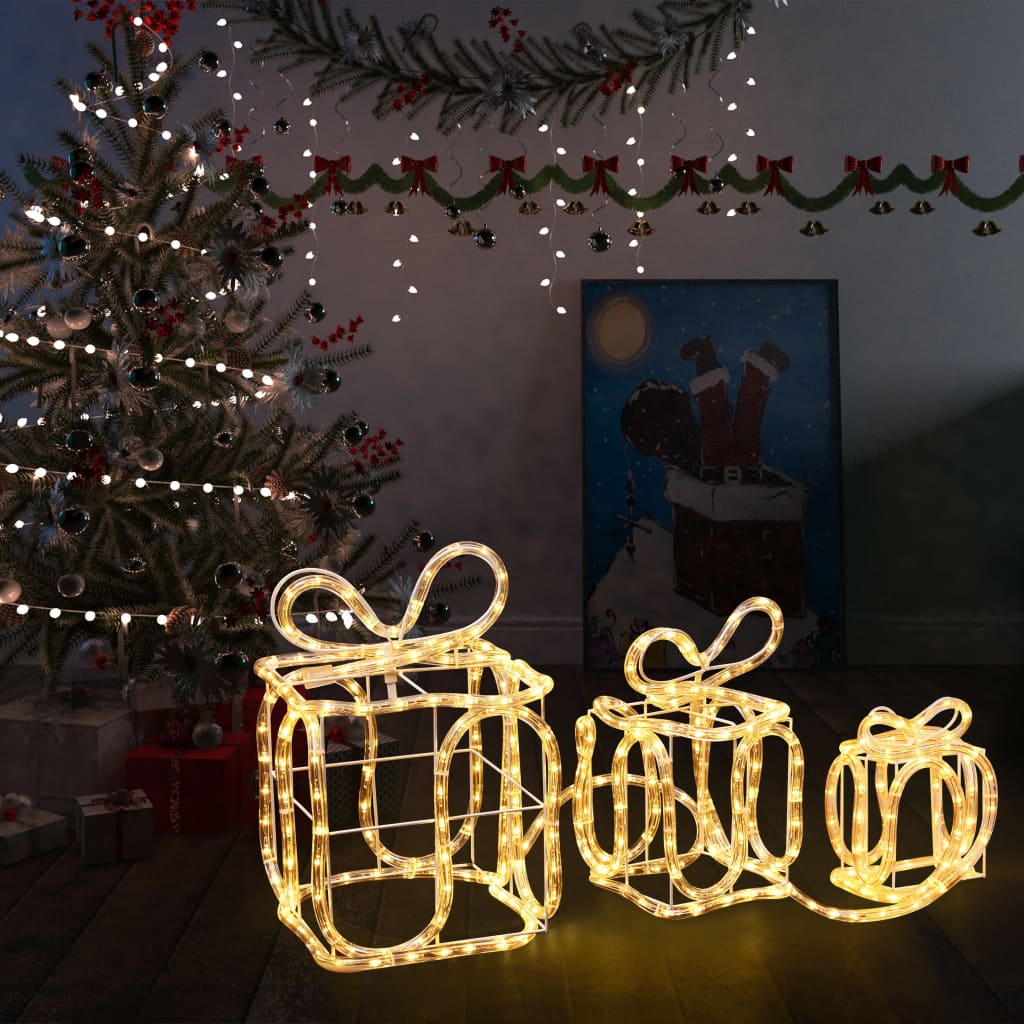 3 st julklappar med 180 LED 16-30 cm