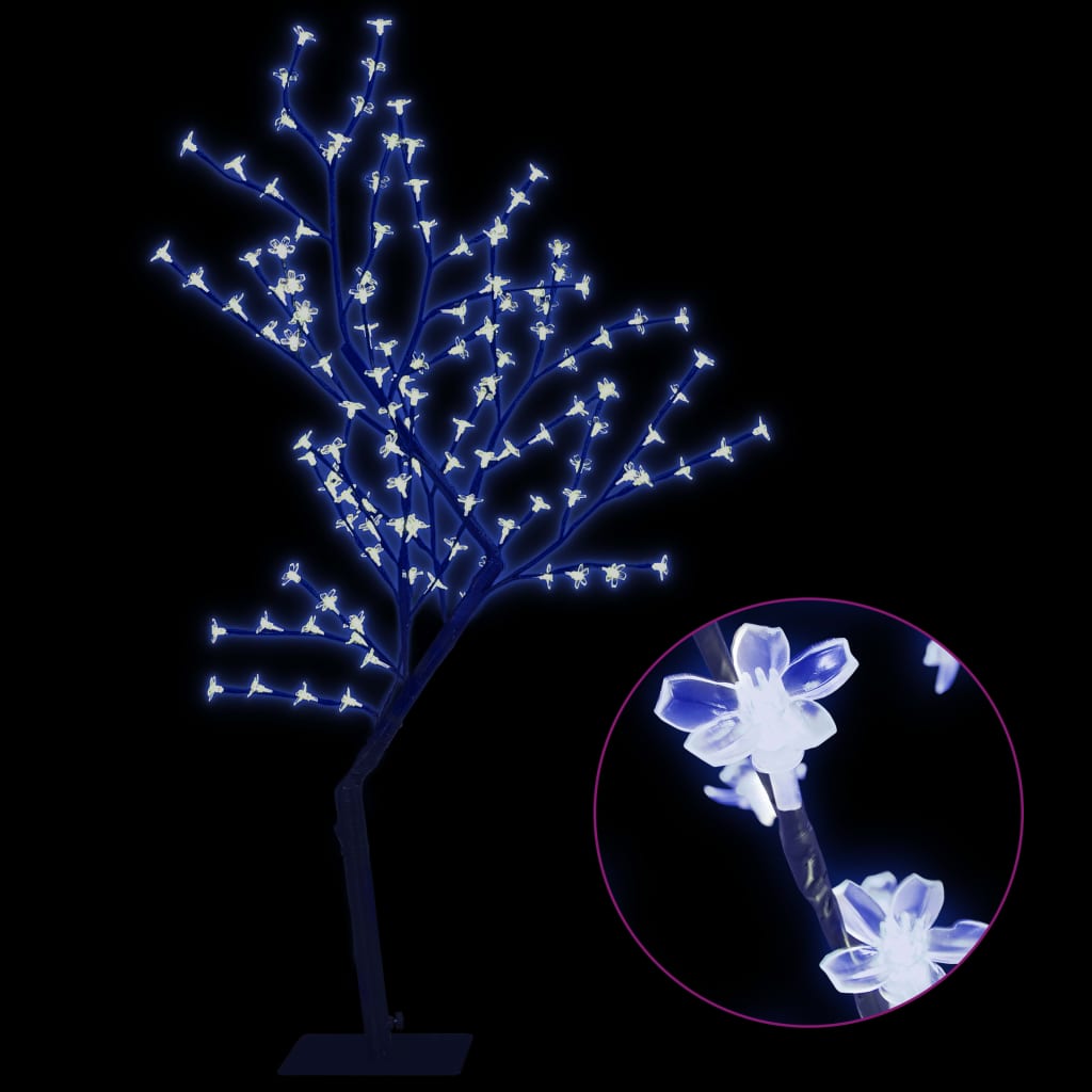 Juleträd 128 LEDs körsbärsblommor blått ljus 120 cm
