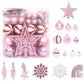 Julgranskulor och julgransprydnader med toppstjärna allt i Rosa färgskala Splittersäkra 65 st