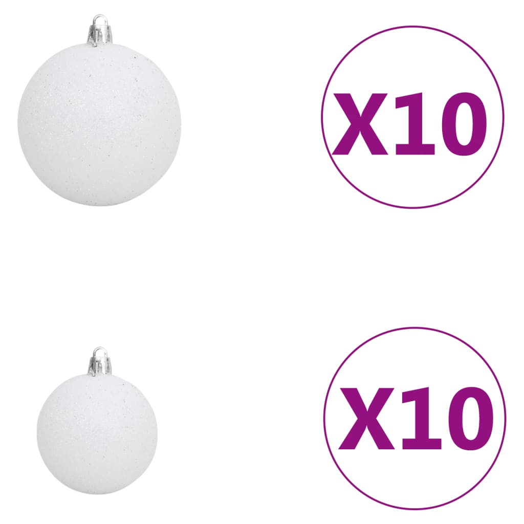 Julgranskulor med spira och 300 LED 120 delar vit och grå