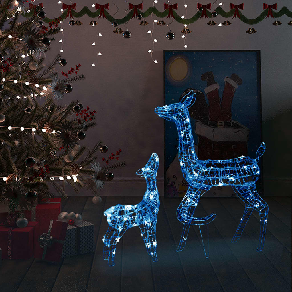 Juldekoration renfamilj akryl 160 LED blå 90 cm