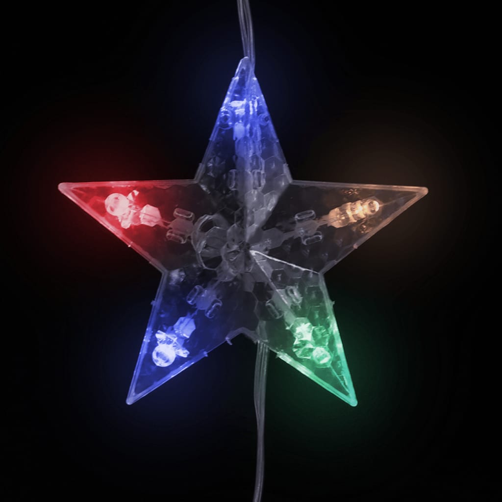 Ljusgardin med stjärnor 500 LED flerfärgad 8 funktioner 456 x 135 cm