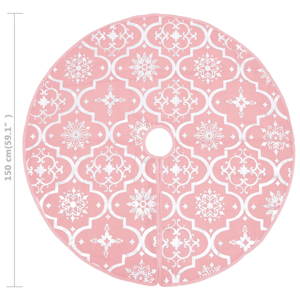 Julgransmatta lyxig med rosa strumpa Ø150 cm tyg