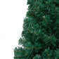 Halv plastgran med LED och julgranskulor grön 210 cm