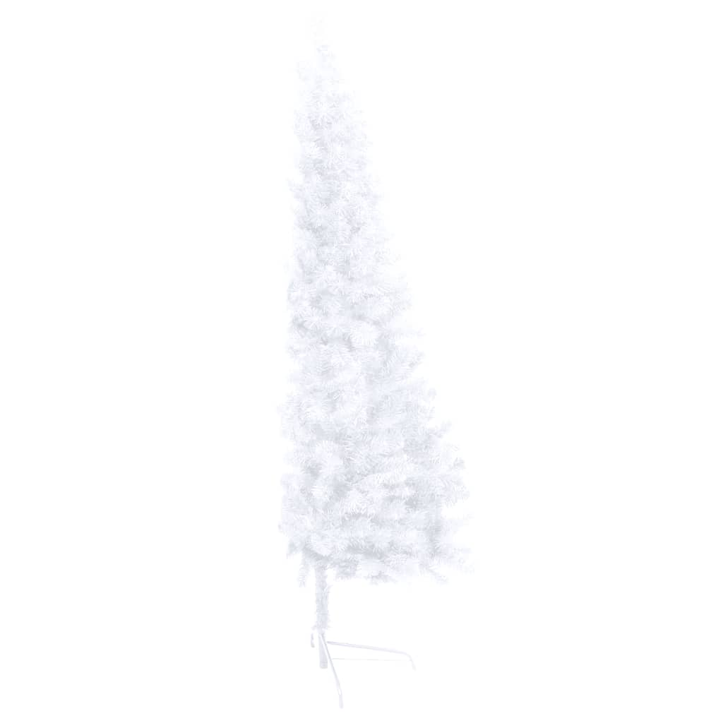 Halv Konstgran med LED och julgranskulor vit 240 cm