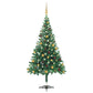 Konstgran grön med LED och julgranskulor 910 grenar 210 cm