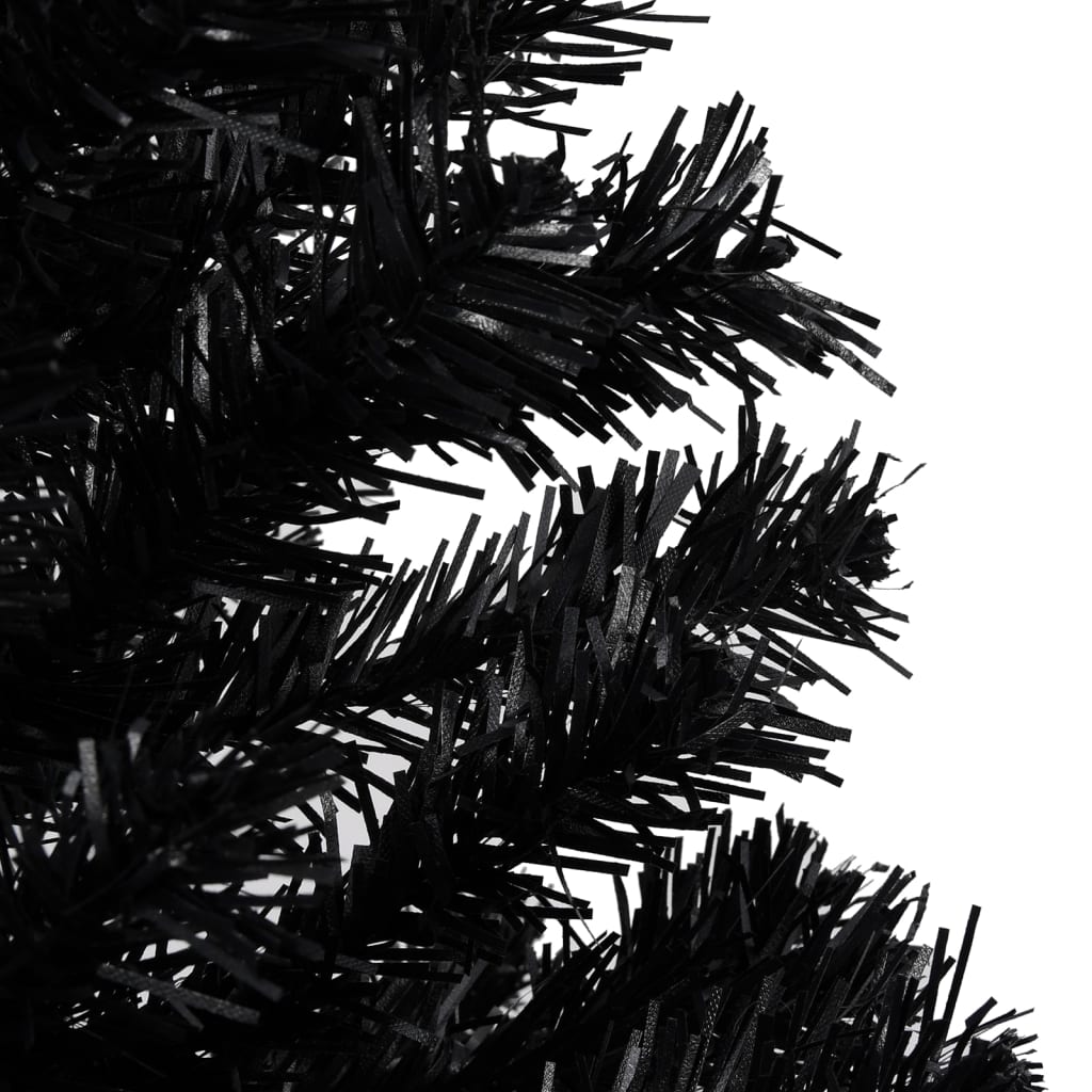 Konstgran med LED och julgranskulor svart 120 cm