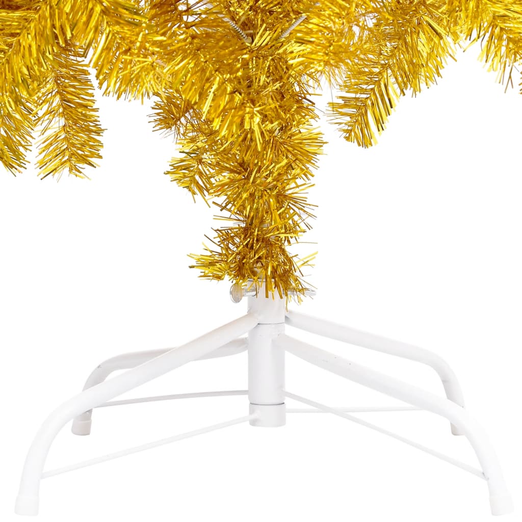 Plastgran med LED och julgranskulor guld 240 cm